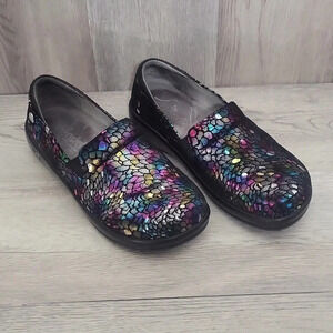 Alegria Rainbow Minnow Multi Colored Slip On‎ Medical Clog Shoes Womens Size 36